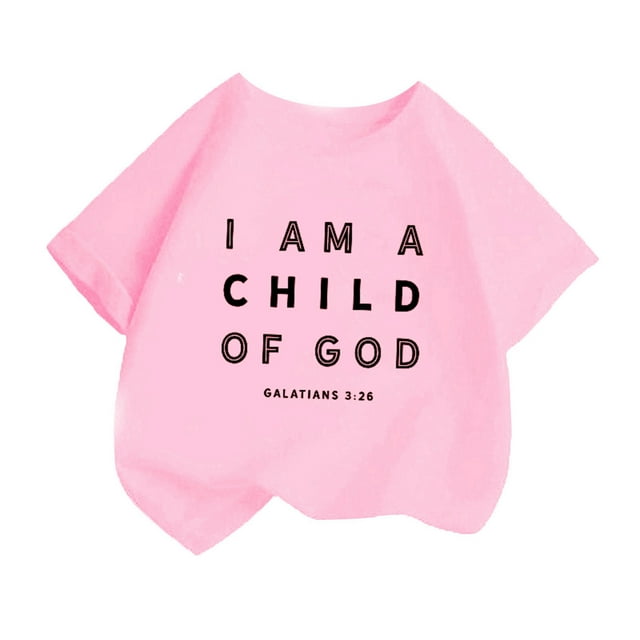 LUOGENLI T-Shirt pour Filles Enfants Filles Mignon Personnalité Imprimée Col Rond Manches Courtes Tee Été Décontracté T-Shirt Ample Hauts Chemises pour Filles Tendance Été Longueur Genou 2-4 Ans