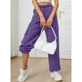 thumbnail image 2 of Chiclily Women Wide Leg Pants Lightweight Quick Dry Cargo Sweatpants with 4 Pockets, Purple M, 2 of 7