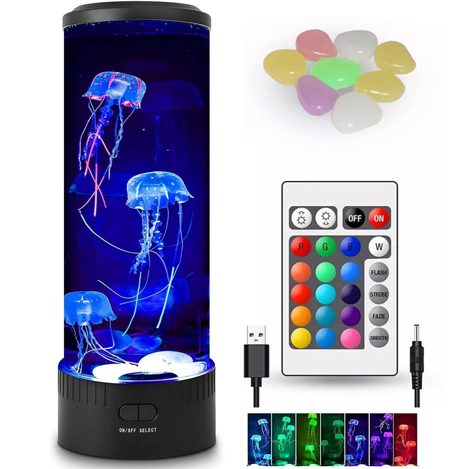 Jellyfish Lava Lamp LED with 7 Color Changing Mood Light -Round ...