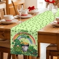 thumbnail image 5 of Green Gnomes St. Patrick's Day Table Runner 72 Inches, Lucky Clovers Rainbow Bed Runner Dresser Scarves Tabletop for Indoor Outdoor Parties/Ceremony/Banquet, 16" x 72", 5 of 8