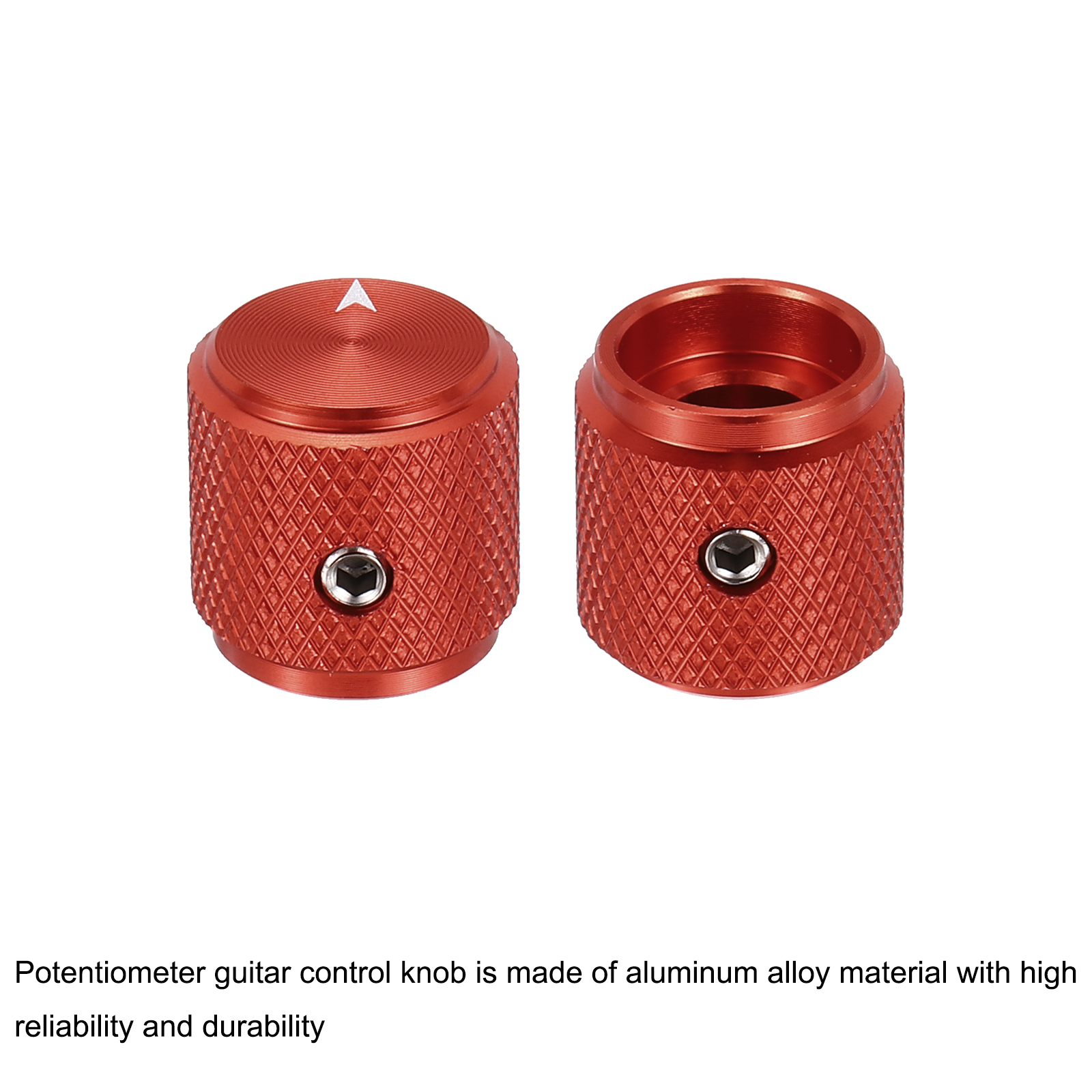 Uxcell 6 Pcs Aluminium Potentiometer Knobs, 1/4" (6mm) Universal Volume Tone Control Knobs with Arrow Indicator for Guitar, 1/2" Red
