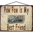 thumbnail image 1 of 8x10 Paw Paw is my Best Friend Sign, Vintage Style Home Décor for Grandpa with Classic Old Truck, Gift for Father's Day, Decorative Household Family Signs for Grandfathers, 1 of 1