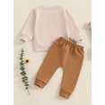 thumbnail image 4 of Suealasg Toddler Boy Fall Winter Outfits 6M 1T 2T 3T Letter Print Crew Neck Long Sleeve Sweatshirts and Long Pants 2Pcs Baby Boy Clothes Set, 4 of 7