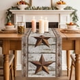 thumbnail image 2 of Table Runner 48 Inches Long for Kitchen Dining, Retro Farmhouse Dresser Scarf Farmhouse, Dining Table Decorations for Wedding/Parties, Country Star Berries Text Wooden Grain 13 x 48 In, 2 of 8