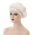 thumbnail image 1 of Fashion Women Beading Braid Hat Muslim Ruffle Cancer Wrap Cap Sleep Caps Satin Lined Hair Bonnets, 1 of 3