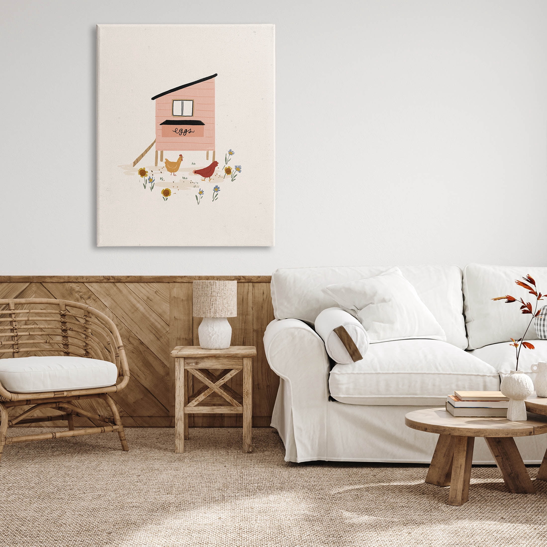Pastel Hen House Eggs Chickens Animals & Insects Graphic Art Gallery Wrapped Canvas Print Wall Art
