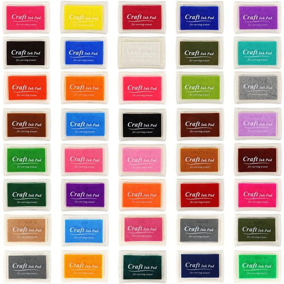 40 Color Washable Ink Pads for Stamps Rubber Stamp Kit 1 Pack