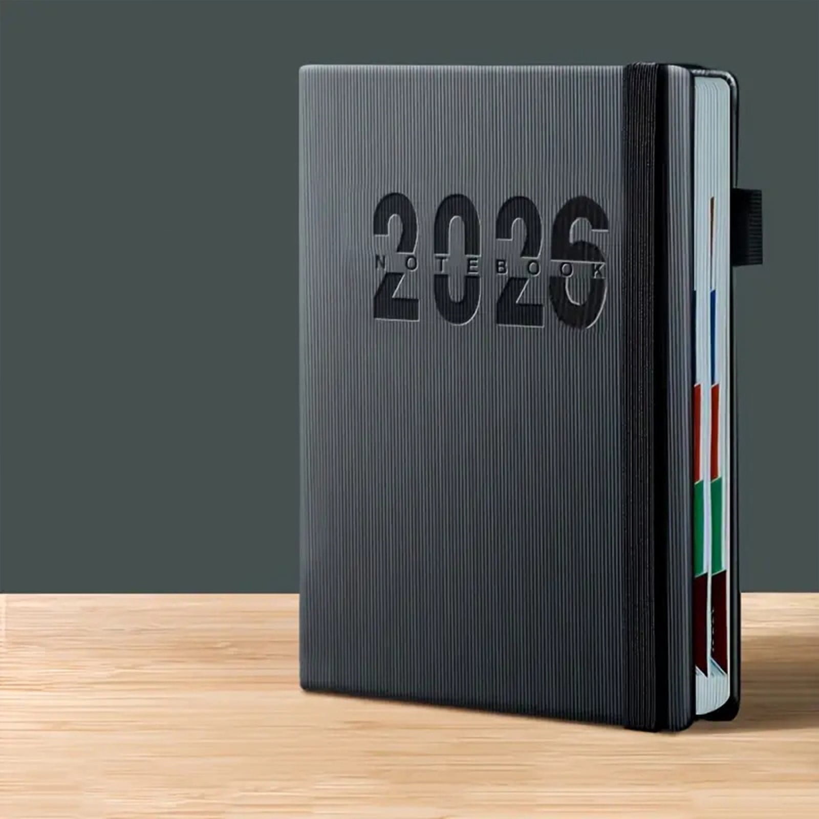 2026 Planner Notebook- Academic Weekly & Monthly Planner 2026 with Monthly Tabs, Jan.2026 - Dec.2026, Diary Book with Hard Cover, Perfect for Home Planing & Office Schedule, 1Pc(Black,8.2x5.8")