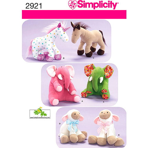 Simplicity 2299 Stuffed Cows Pigs Ponies Pattern 