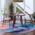 thumbnail image 3 of Round Rugs 5Ft, Blue Purple Marble Round Area Rug Washable Indoor Throw Carpet, Modern Teal Gold Geometric Soft Non Slip Circle Rug for Cabinet Bathroom Home Decor Aesthetic, 3 of 8