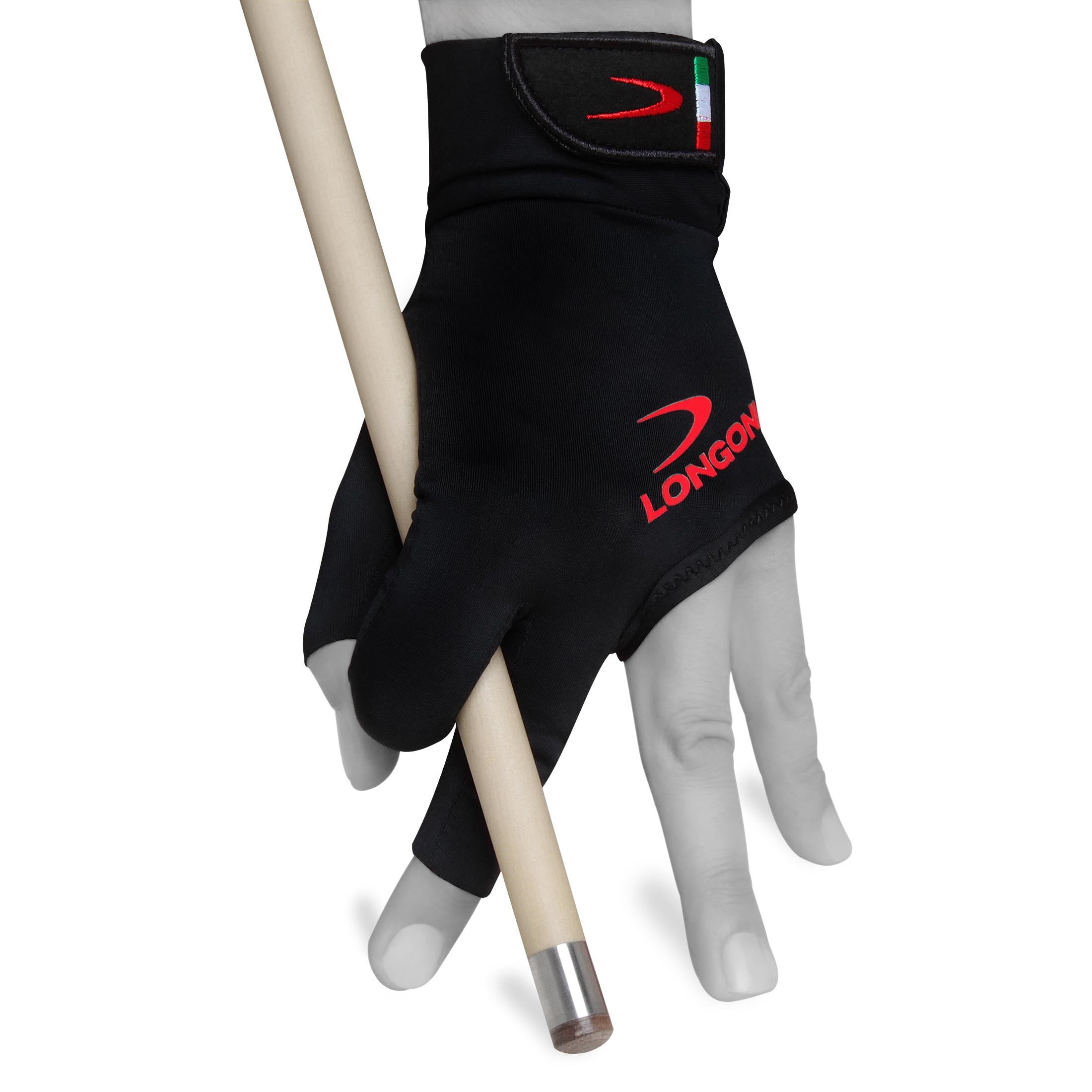 Longoni Black Fire 2.0 Billiard Pool Cue Glove for Left or Right Hand