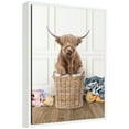 thumbnail image 4 of Kate and Laurel Highland Cow Traditional Laundry Framed Canvas Wall Art by Amy Peterson 18 x 24 Sylvie White, Farmhouse, Animals, Humor Art for Wall Decor, Living Room, Bedroom, 4 of 8
