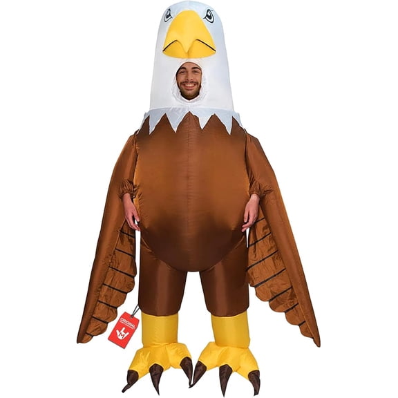 Morph Giant Eagle Inflatable Halloween Costume for Unisex Brown One Size