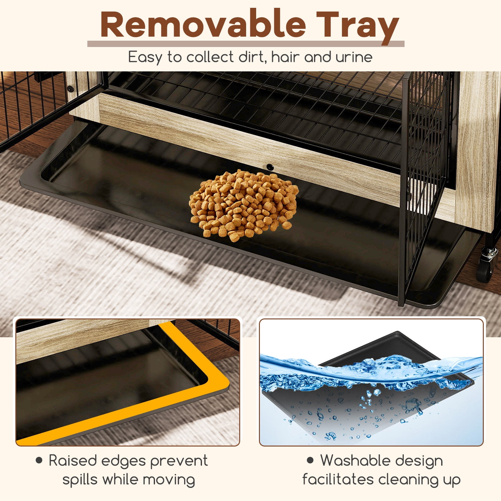 Gymax Dog Crate Furniture Industrial Dog Kennel w/ Flip-up Top Decorative Pet House Gray