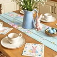 thumbnail image 5 of Easter Table Runner 70 Inches Long for Kitchen Dining, Spring Rabbit Eggs Flowers Leaf Green Wooden Plank Dresser Scarf Farmhouse, Dining Table Decorations for Wedding/Parties, 13 x 70 In, 5 of 8