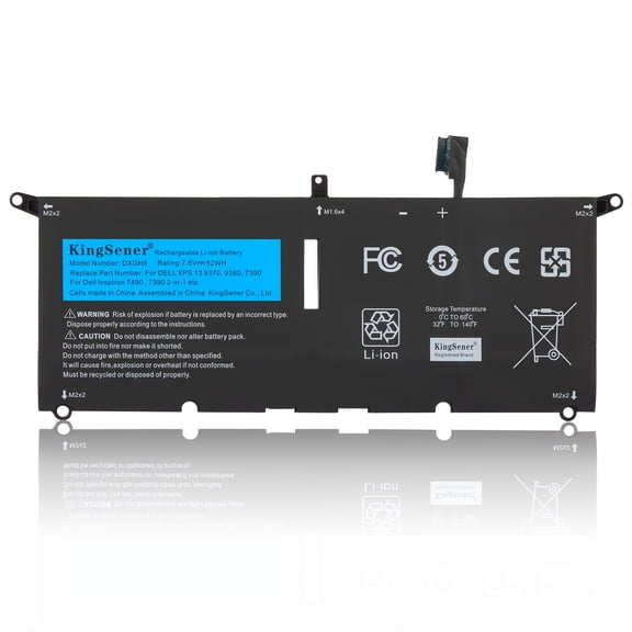 Kingsener DXGH8 Laptop Battery for Dell XPS 13 9380 9370 Inspiron 7390 2-in-1 7490 G8VCF H754V 0H754V P82G 52WH