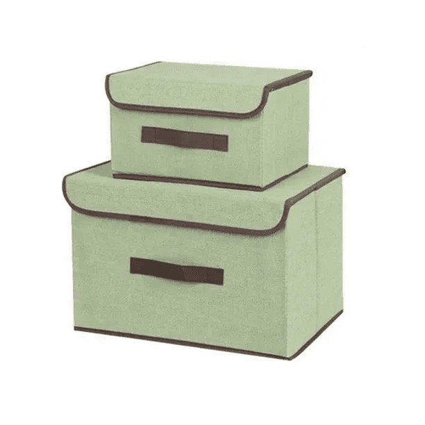 2 Juegos De Caja Plegable De Tela Para Almacenamiento Malubero Verde 36 cm x 24 cm x 23 cm Tapa Plegable Apilable Con Asa