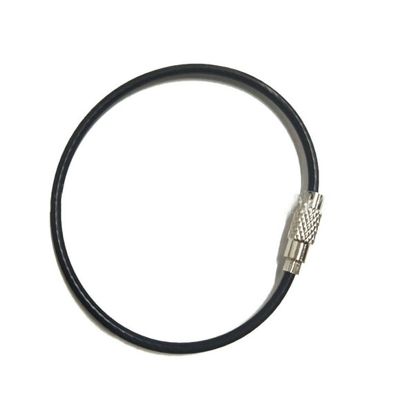 Stainless Steel Cable Wire Keychain with Screw Clasps Black 15x0.15cm