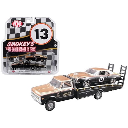 Chevrolet 1967 C-30 Ramp Truck & 1969 Chevrolet Camaro - Escala 1/64 - Miniaturas de Ônibus
