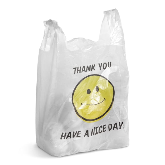 Thank You Carry-Out T-Shirt Bags, Preprinted Plastic Poly, 800 Count, 11.5 x 6.5 x 22 in