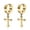 Golden, variant on Jiaroswwei 1 Pair Dangle Cross Earring Long Lasting Stylish Pendant Titanium Steel Men Women Adult Cross Pendant Hoop Earring for Party