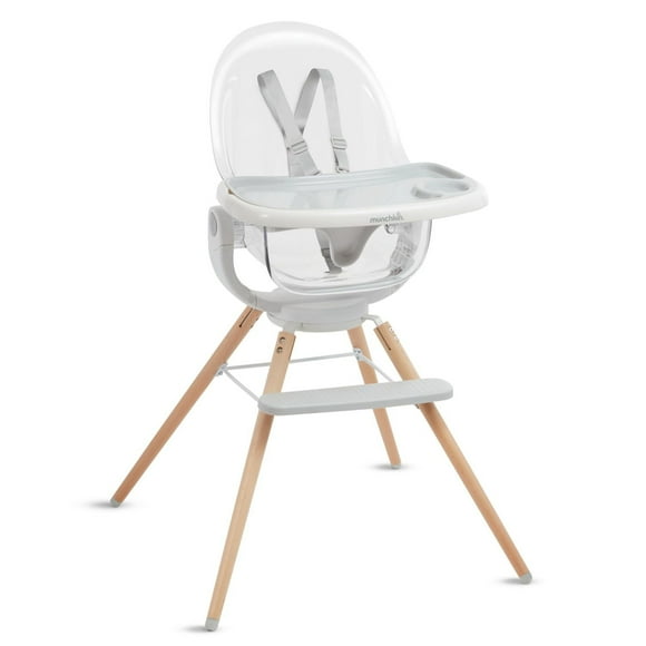Munchkin 360° Cloud Baby High Chair with Clear Seat and 360° Swivel, Includes 5-Point Harness System and Removable, Dishwasher Safe Tray