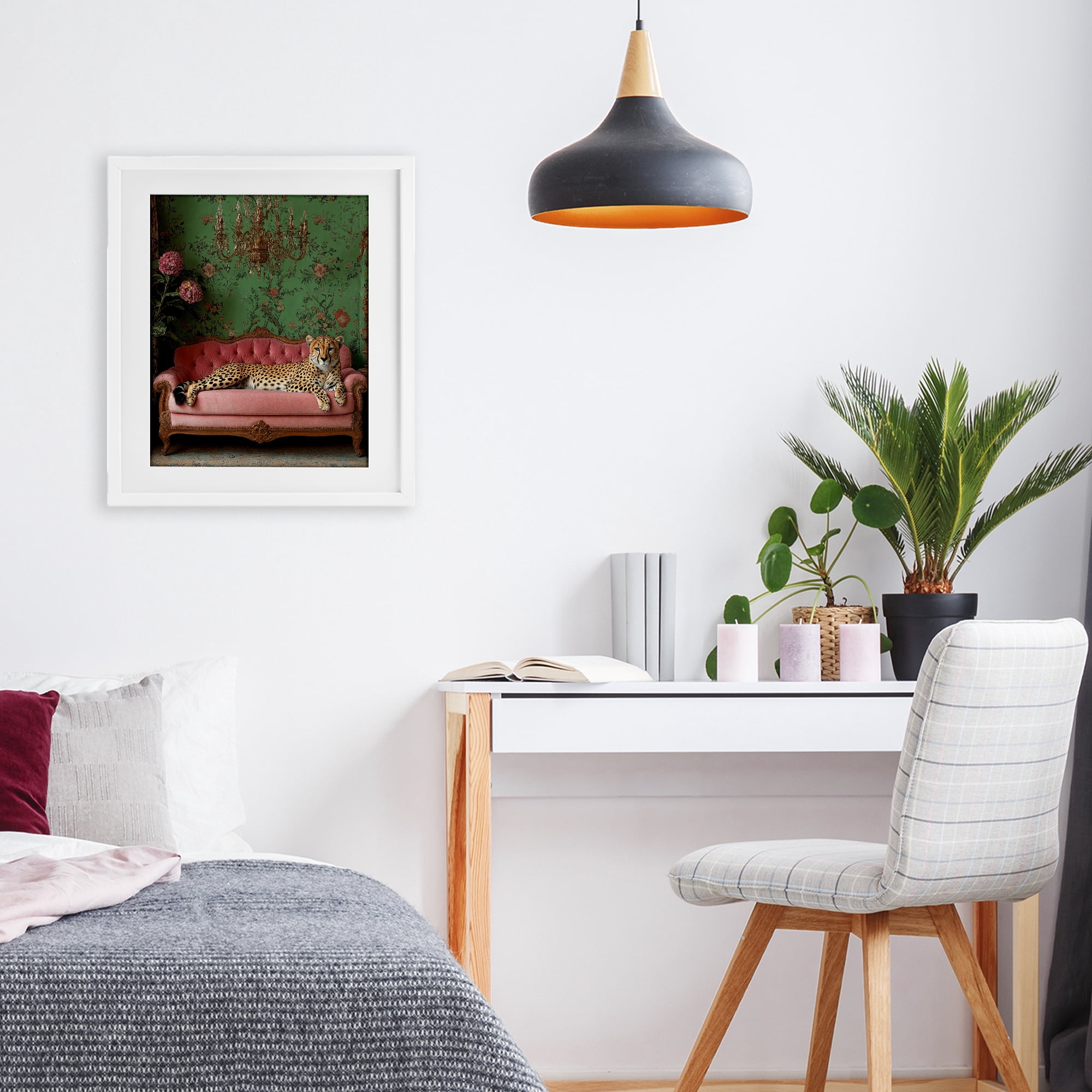 Stupell Industries Ornate Sophisticated Leopard Lounging White Framed Print Under Glass, design by Scott Stulberg