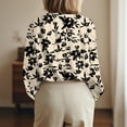 thumbnail image 6 of HAJWOH Womens Button Down Shirts Dressy Long Sleeve Floral Blouse Business Casual Work Office Fall Fashion Shirts, 6 of 7