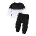 thumbnail image 2 of Bagilaanoe 2Pcs Toddler Baby Girl Boy Long Pants Set Letter Print Long Sleeve Sweatshirt Pullover Tops + Sweatpants 6M 12M 18M 24M 3T 4T Kids Casual Sweatsuits, 2 of 7