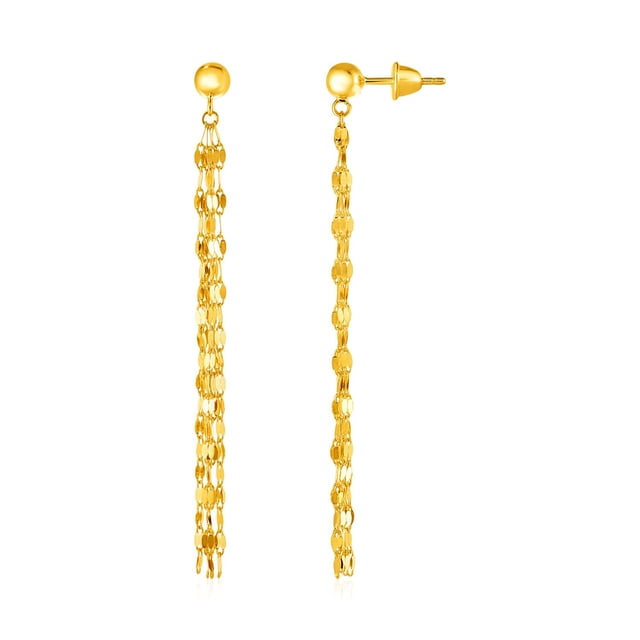 Boucles d'Oreilles Pendantes en Or Jaune 14k Poli
