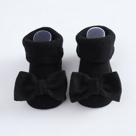 

TOWED22 Baby Socks Kids Socks Winter Warm Socks Toddlers Boys Girls Children Bowknot Princess Socks Floor Socks Black
