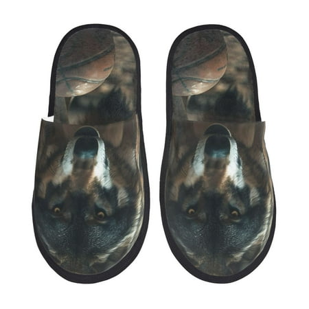 Balery Wolf With Basketball Slient Indoor Furry Fleece Comfort House Shoes Soft Non-Slip Home Shoes Cotton slippers House Slippers-- Medium