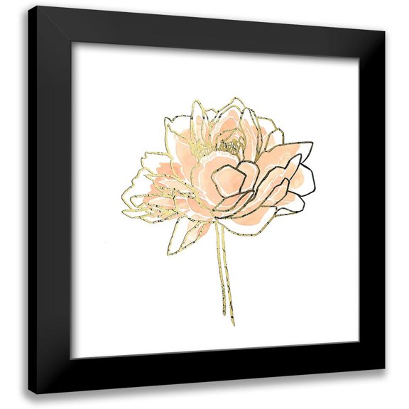 Scarvey, Emma 12x12 Black Modern Framed Museum Art Print Titled - Foil Peony Contour I