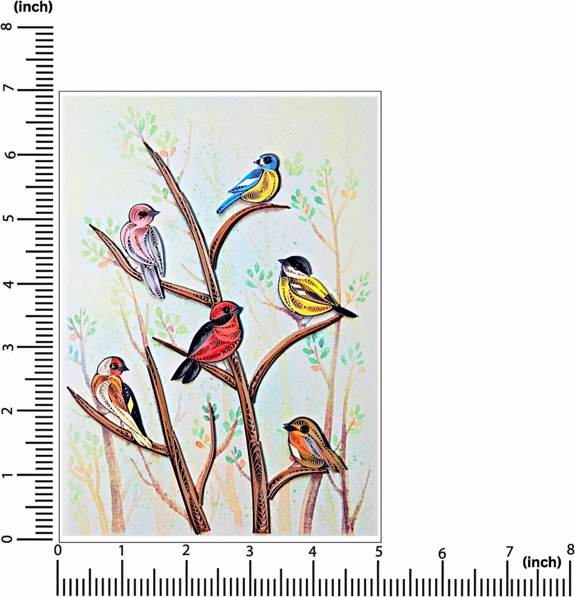 Birds Quilling Greeting Card - Unique Dedicated Handmade Art