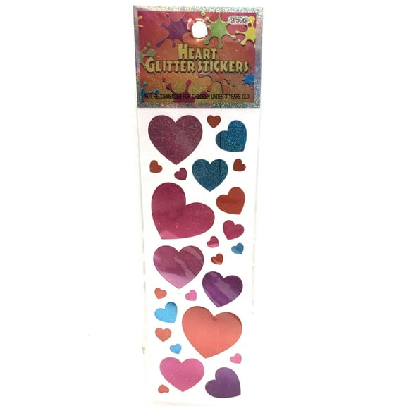 Glitter Hearts Valentine's Day Holiday Party Favor Decals Scrapbook Stickers