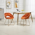 thumbnail image 6 of Velvet Dining Chairs Set of 2, Atumon Accent Chairs, 2 Piece Chairs with Golden Metal Legs, Modern Dining Chairs, Velvet Chairs for Kitchen Dining Room Living Room Bedroom, Orange, 6 of 10