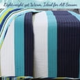 thumbnail image 6 of Aquamarine Stripe Patchwork Navy Blue Green Star Dot Cotton Twin Reversible Quilt Bedding Set, 6 of 6