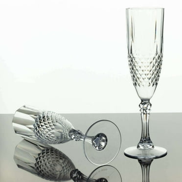 Efavormart 6-Pack Champagne Glasses, 8oz Shatterproof Plastic Crystal Cut Toast Flutes, Clear for Party Celebration Wedding