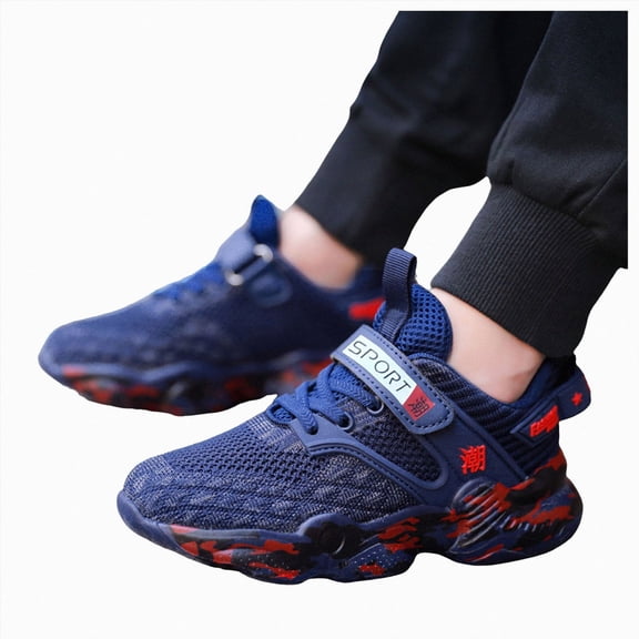 enyan Sneaker for Boys Summer Breathable Lightweight Socks Shoes Soft Casual Sneakers Running Shoes for Kids (Toddler/Little Kid/Big Kid) Dark Blue,4