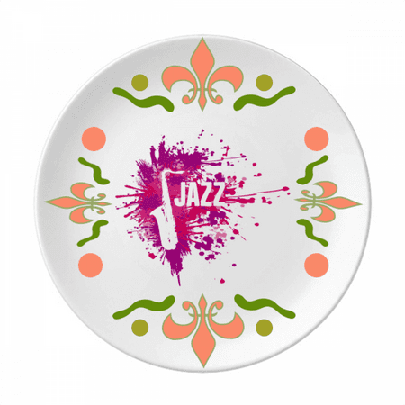 

Sax Jazz Music Culture Pattern Flower Ceramics Plate Tableware Dinner Dish