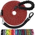 thumbnail image 1 of Long Dog Leash 10 FT: Heavy Duty Rope Leashes for Dogs Training with Swivel Lockable Hook Reflective Threads Bungee and Padded Handle - Dog Lead for Large Small Medium Dogs Outside Walking Hiking Red, 1 of 6