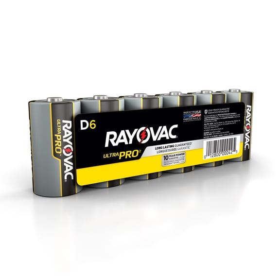 Rayovac UltraPro Alkaline, D Batteries, 6 Count