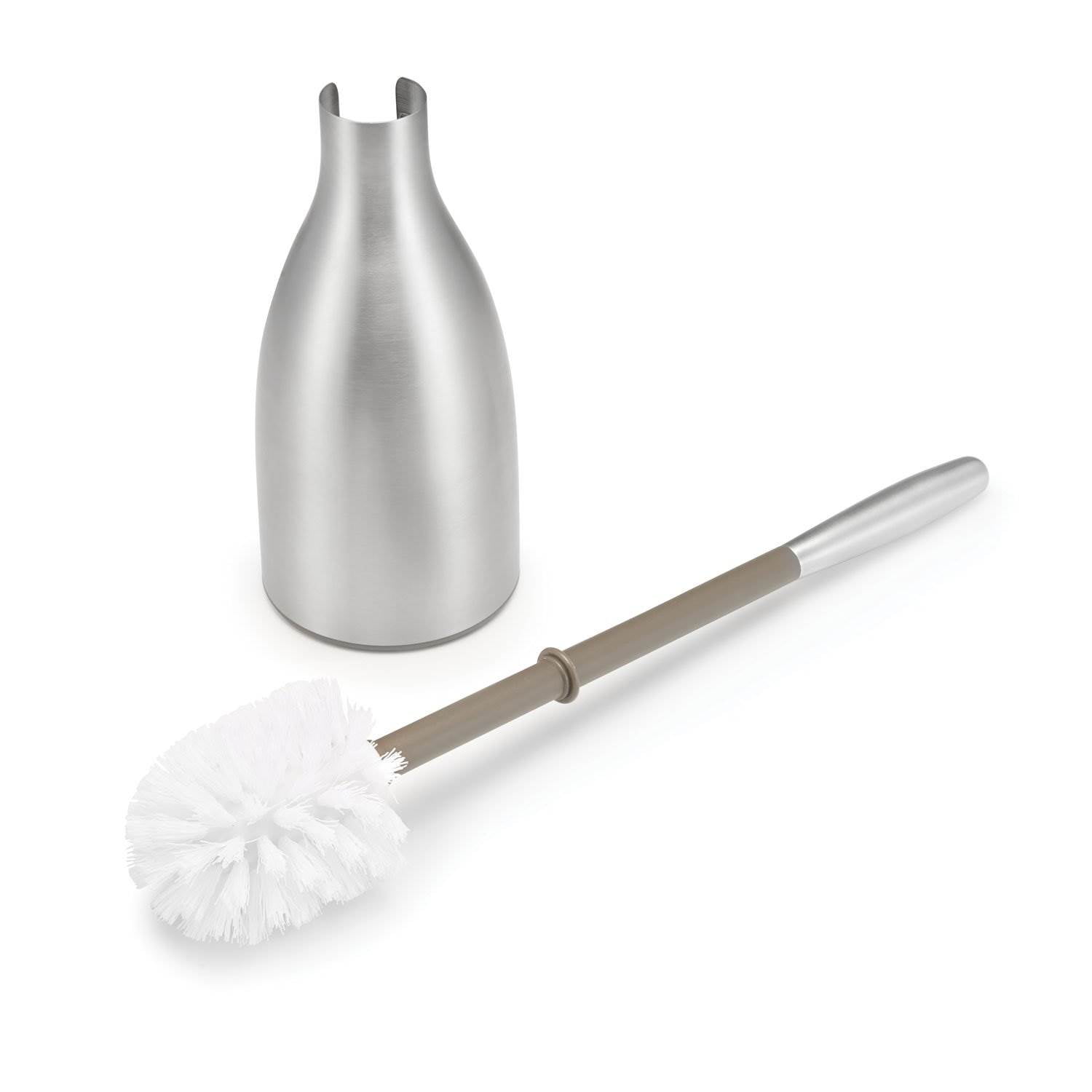 Polder Toilet Bowl Cleaner Scrubber Brush & Holder Caddy Set, Stainless