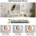 thumbnail image 6 of Semiocthome Vanity Table with LED Lights, Adjustable Mirror, and Vanity Stool, Modern, White, 6 of 10