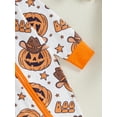 thumbnail image 6 of Halloween Baby Girls Boys Outfits Pumpkin Ghost Long Sleeve Romper One Piece Zipper Jumpsuit Holiday Western Clothes, 6 of 8