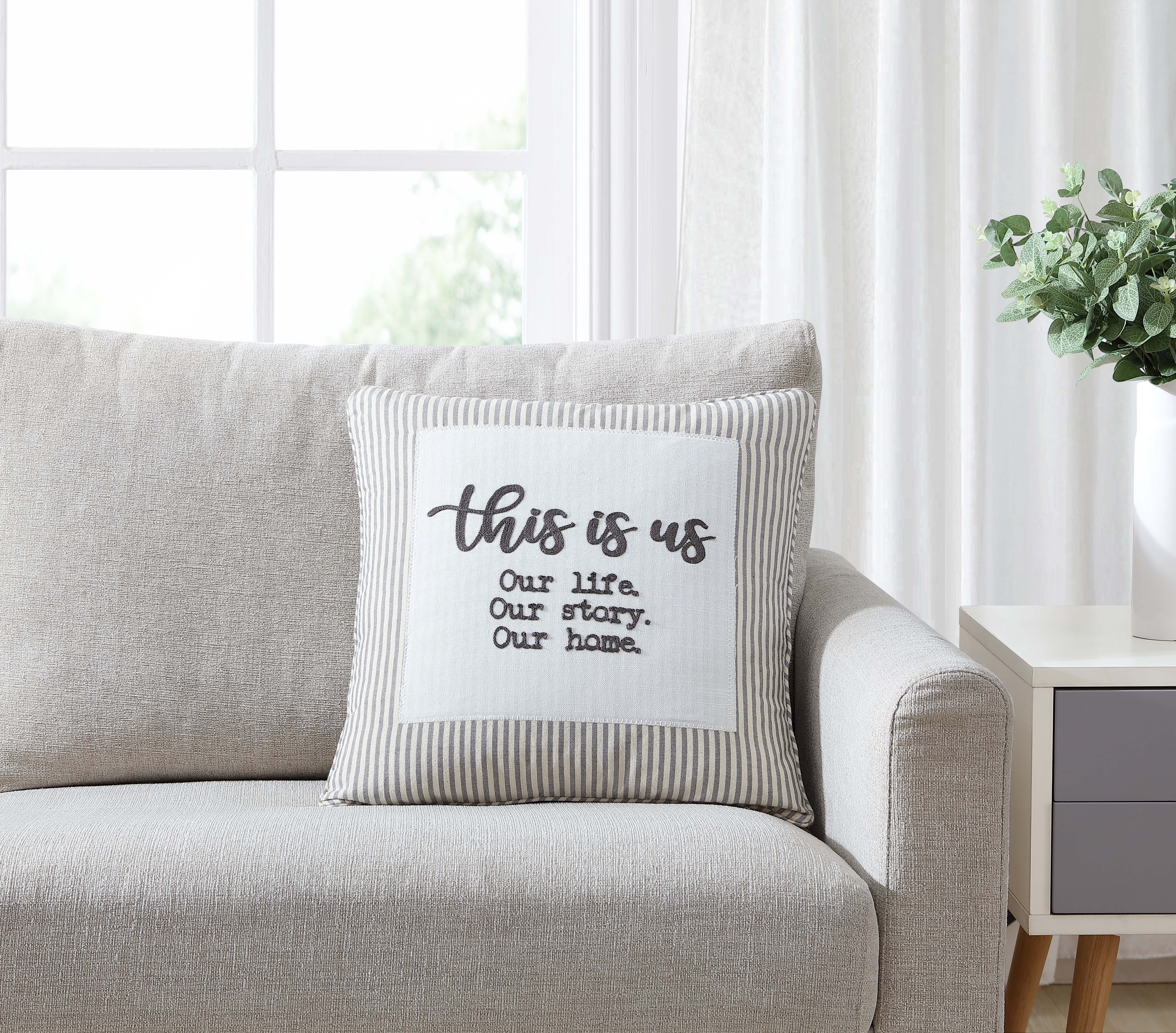 Mainstays, This is Us Decorative Pillow, Oblong, Grey, 18''x18'', 1 Pack