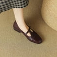 thumbnail image 2 of Tawop Womens Shoes Mary Jane Shoes for Women Leather Round Toe Soft Retro Brown Flats Size 7.5, 2 of 8