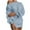 Light Blue, variant on Kilaqueen Oversized Women Sweater Dress Off Shoulder Long Lantern Sleeve One Shoulder Ribbed Knit Dresses Solid Color Casual Pullover Mini Dress