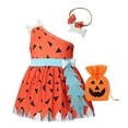 thumbnail image 4 of Girls Halloween Sleeveless Mesh Dress With Headband Candy Bag 3Pcs Kids Holiday Party Costume Set [CHSJU], 4 of 4