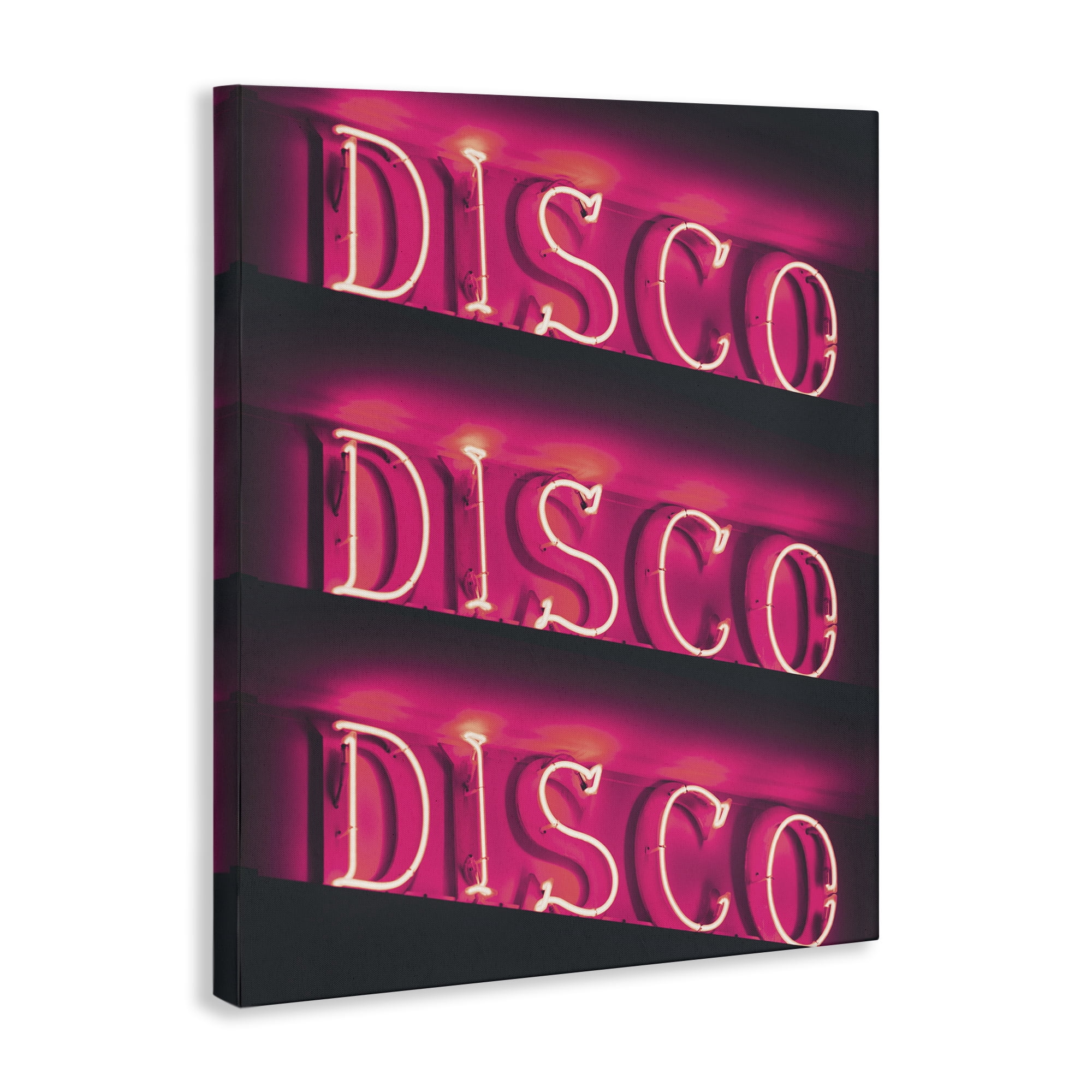 Stupell Industries Pink Disco Neon Lights Typography Painting Gallery Wrapped Canvas Art Print Wall Art, 30 x 40